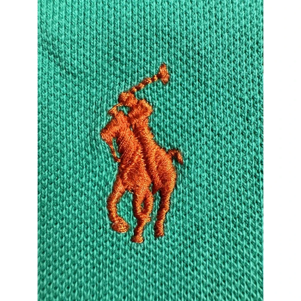 Polo Ralph Lauren Rugby Polo Shirt Mens L Green Nautical Flag Patch Y2K Cotto